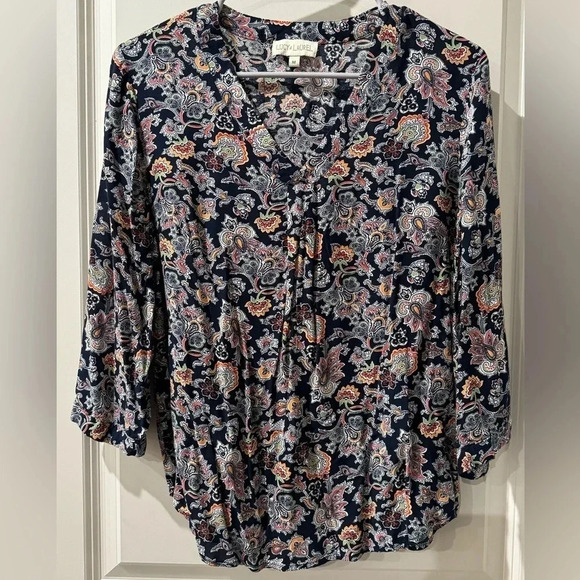 LUCY & LAUREL ANTHROPOLOGIE EUC FLORAL BLOUSE - Picture 1 of 5